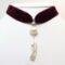 Burgundy velvet chocker with two keshi pearls
