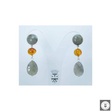 Orecchini con labradorite e ambra baltica