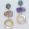 Earrings with cabochon labradorite, Bolivian ametrine and Tahiti mother of pearl