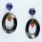 Earrings with cabochon amethyst, Tahiti mother of pearl and red coral