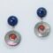 Earrings with cabochon lapis lazuli, Tahiti mother of pearl and red coral