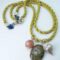 Gold silk necklace with rhyolite, agate and baroque pearl