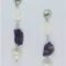 Earrings with pearls, rough amethyst and mother of pearl