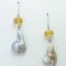 Silver earrings with baroque pearls and citrine quartz