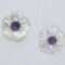 Flower earrings with white carved Tahiti mother of pearl and amethyst cabochon