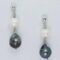Silver earrings with grey and white baroque pearls