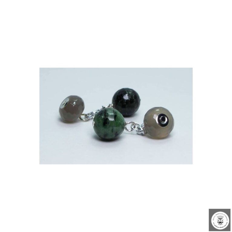 Gemelli con rubyzoisite e agata grigia