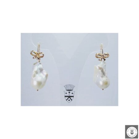 Orecchini in argento placcato oro rosa con perle di fiume grandi