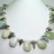 Prehnite petals necklace with pink freshwater pearls and labradorite