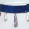 Double face genuine leather choker with amethyst, biwa pearls and labradorite