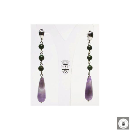 Orecchini in argento con ametista e giada africana