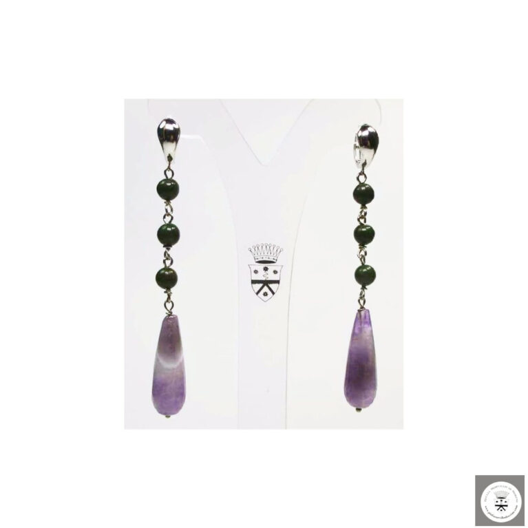 Orecchini in argento con ametista e giada africana