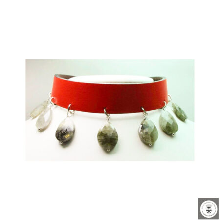 Girocollo in pelle double-face con gocce di labradorite