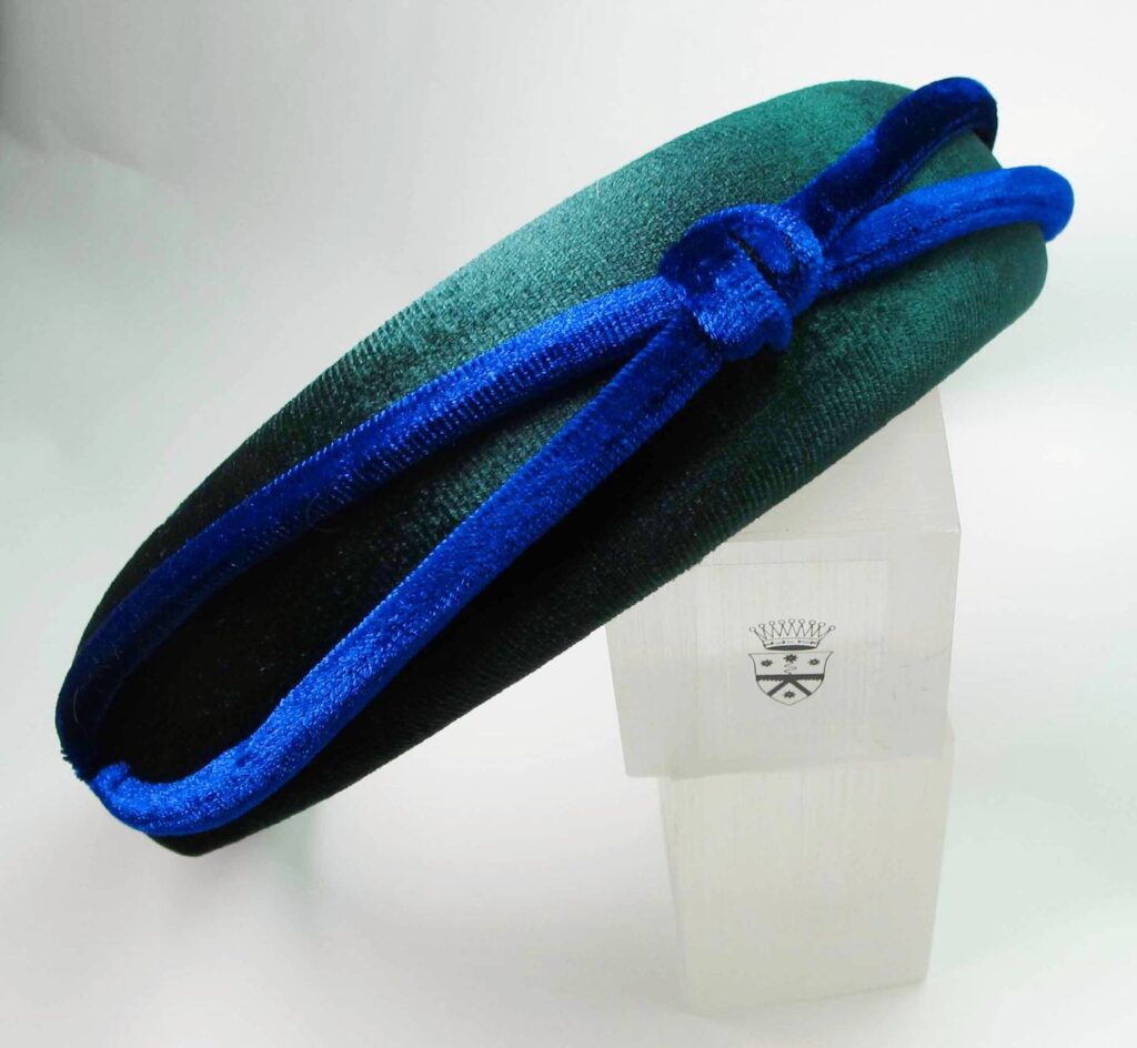 Green velvet headband with electric velvet bow
