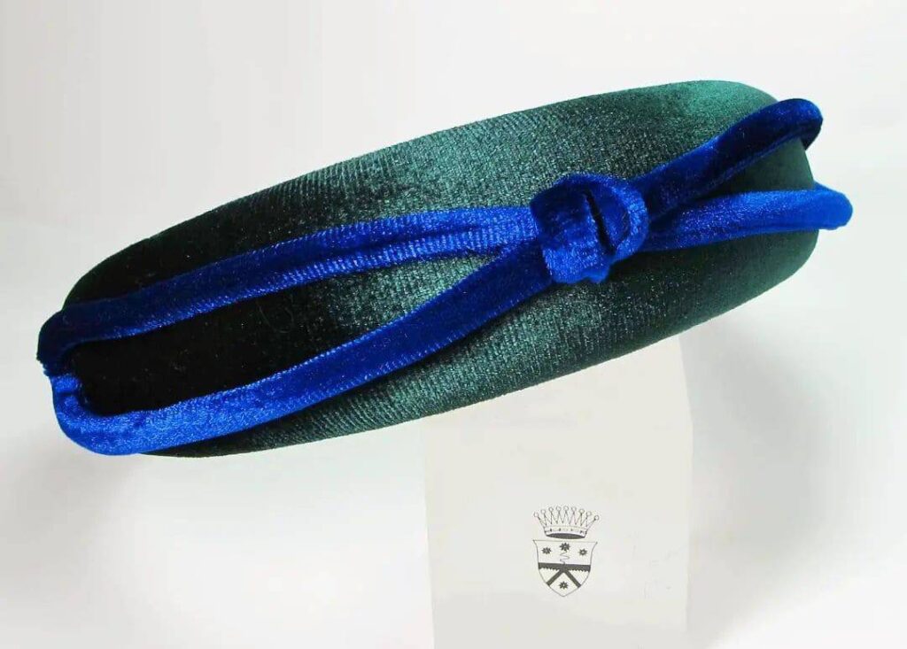 Green velvet headband with electric velvet bow