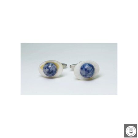 Gemelli con madreperla ovale e sodalite cabochon