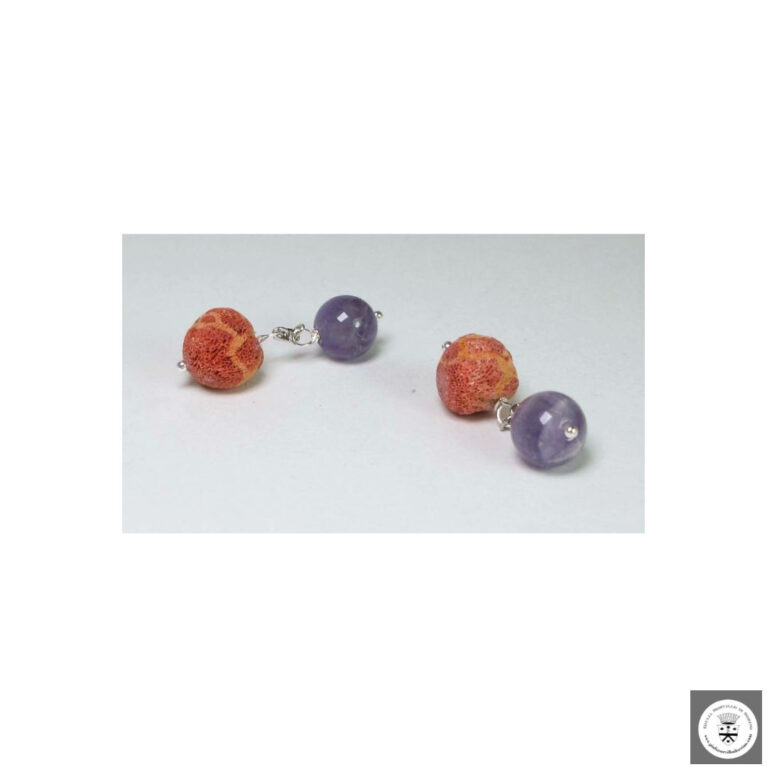 Gemelli con ametista e madrepora di corallo