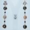 Silver earrings with brown pearls, rhodolite garnet and moonstone