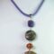 Lilac silk necklace with Tahiti mother of pearl, carnelian, brown labradorite and amethyst
