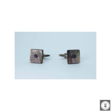 Gemelli con madreperla quadrata e lapislazzuli o ametiste cabochon