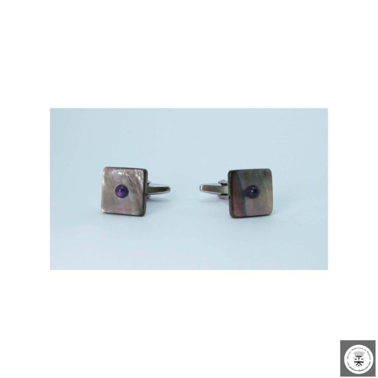 Gemelli con madreperla quadrata e lapislazzuli o ametiste cabochon