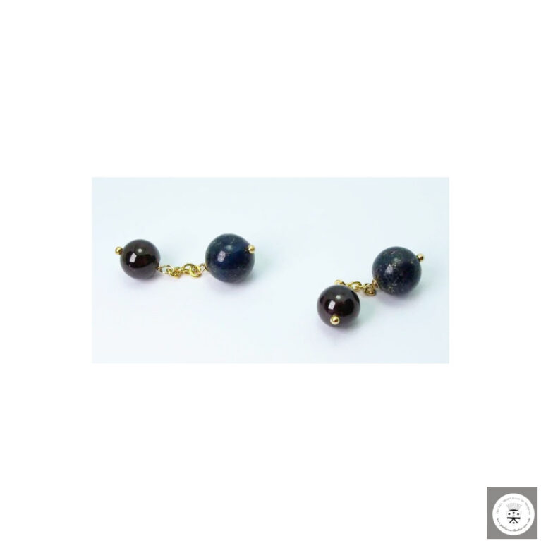 Gemelli in ottone con lapislazzuli e granati