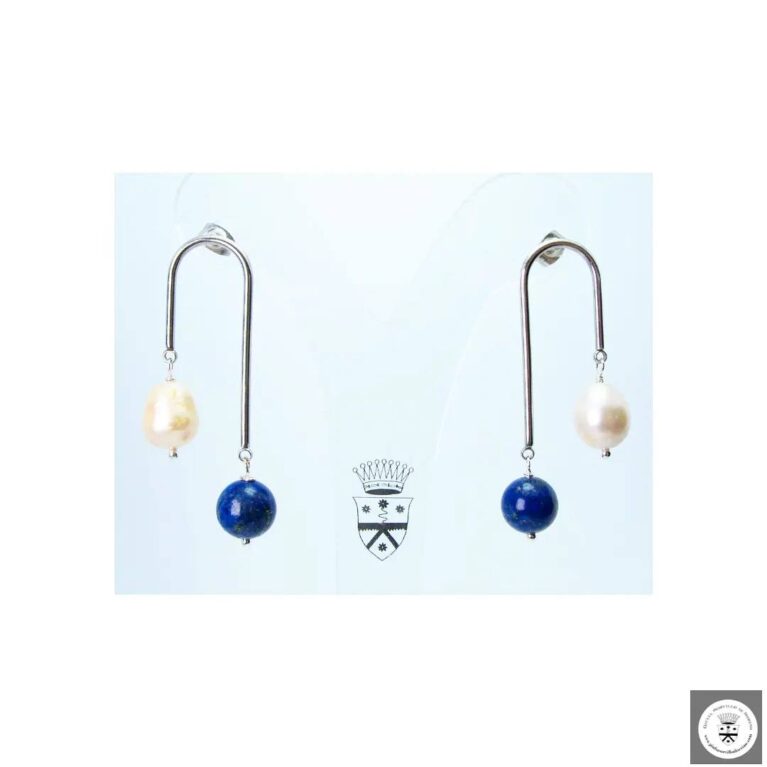 Orecchini up & down con perle di fiume e lapislazzuli