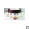 Double face genuine leather choker and bracelet with with mother of pearl, baroque pearls and smoky quartz