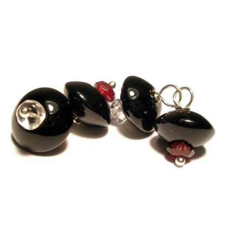 Gemelli in onice, granato e cristallo di rocca