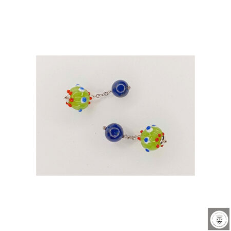 Gemelli in acciaio con murrine veneziane e pietre dure sempipreziose