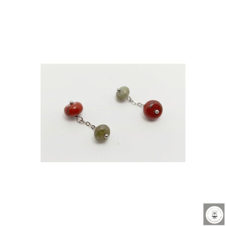 Gemelli con diaspro rosso e labradorite