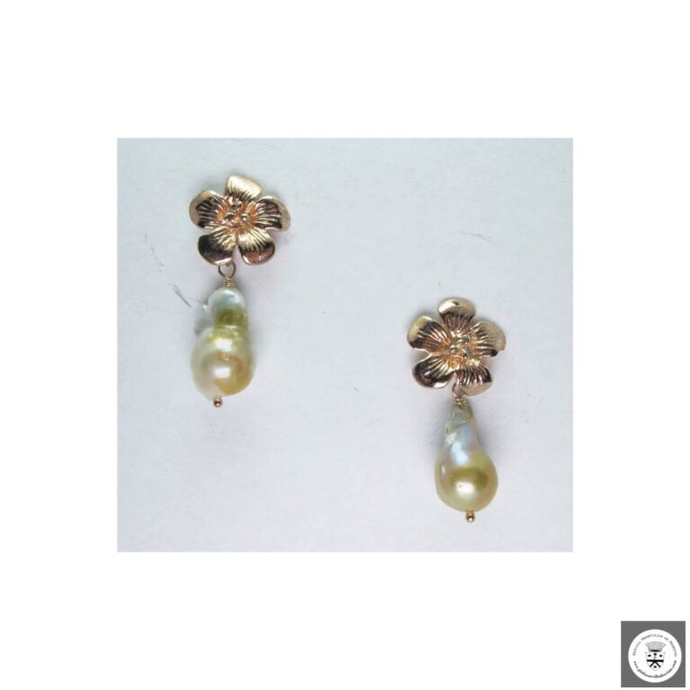 Orecchini in argento placcati oro rosa con perle barocche