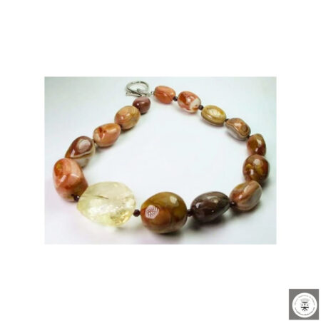 Collana con agata del Botswana, rhodolite granato e quarzo citrino