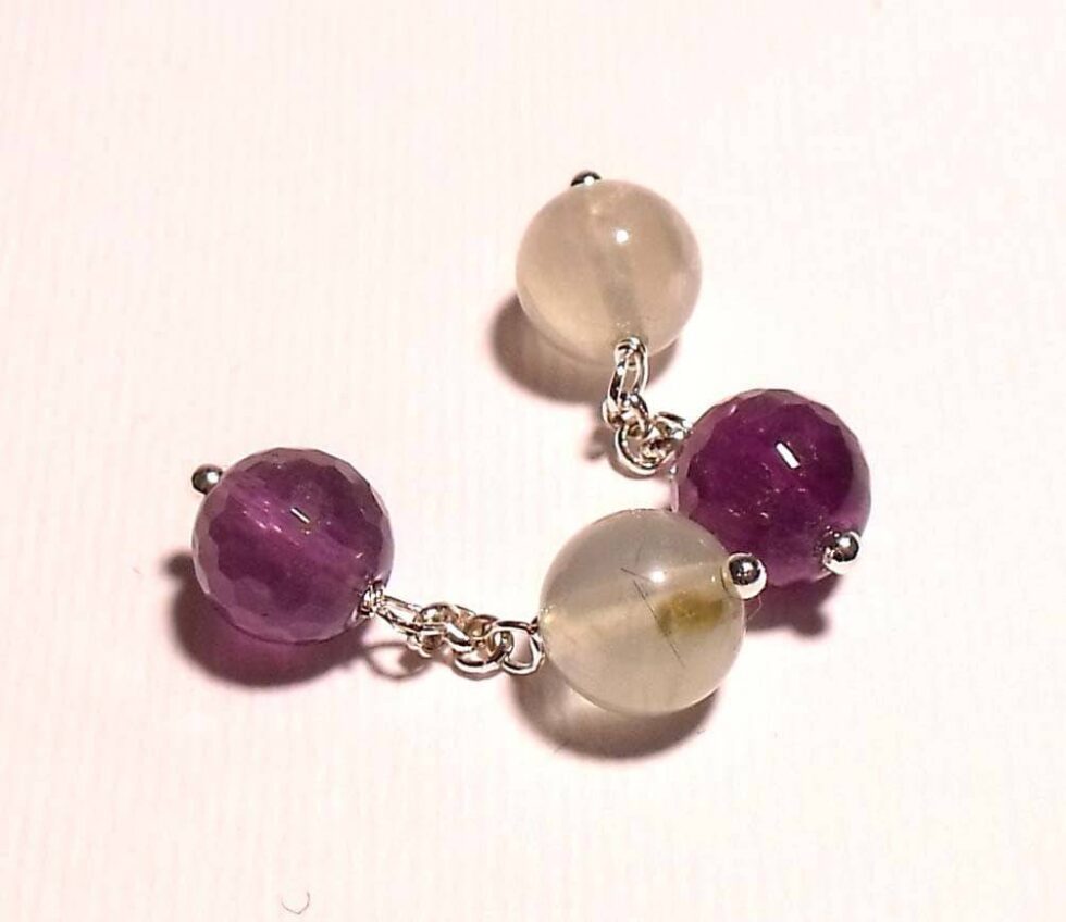 Cufflinks with amethyst and prehnite