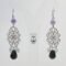 Silver earrings with prehnite, amethyst and astrophyllite
