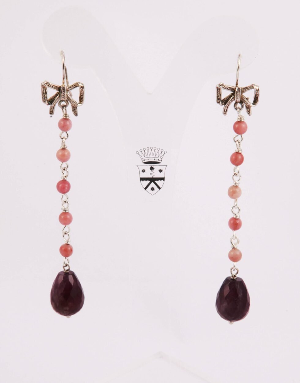 Silver earrings with amethyst and rhodonite