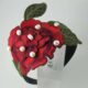 Headband in black satin with lace and pearls