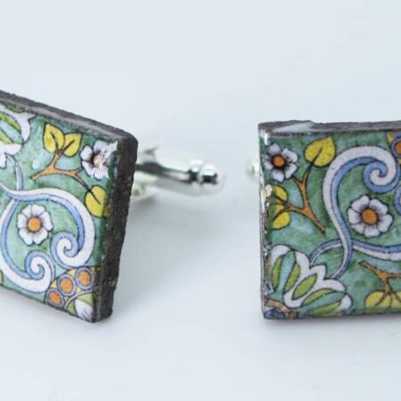 Cufflinks with enamelled lava lapilli (waves design)