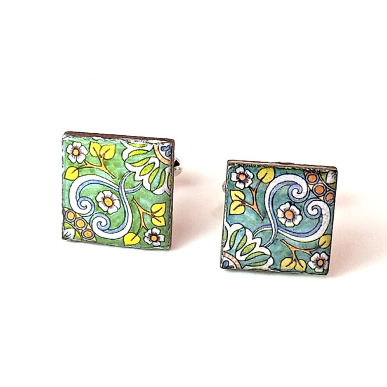 Gemelli con lapilli di lava smaltati (design onde)