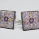 Cufflinks with enamelled lava lapilli (mosaic design)