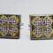 Square cufflinks with enamelled lava lapilli (quatrefoil design)