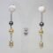 Earrings with white, grey and pink pearls and chain