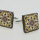 Square cufflinks with enamelled lava lapilli (Vico Equense design)