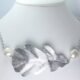 Necklace with aluminium oak leaf and keshi pearls