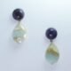 Earrings with amethyst cabochon and amazonite