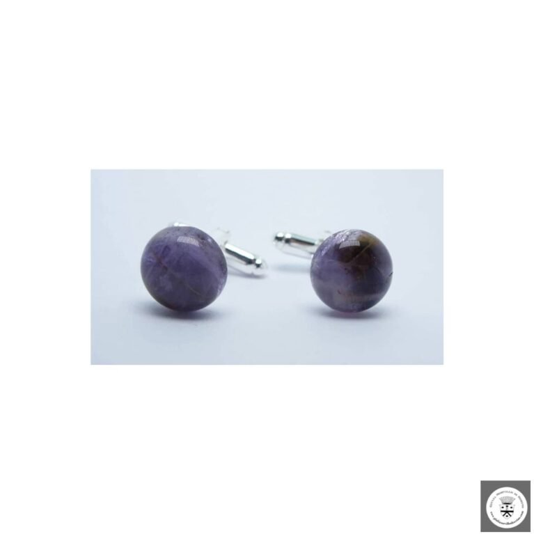 Gemelli in acciaio con ametista cabochon
