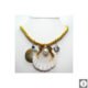 Collana in seta oro con conchiglia, perla barocca, diaspro, ametista e cristallo Swarovski
