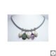 Collana in pelle color argento con diaspro, fluorite e perle barocche