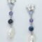 Silver earrings with freshwater pearls, sodalite, amethyst and chalcedony