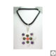 Collana in seta nera con madreperla, ametista, rhodocrosite, unakite cabochon e perle di fiume